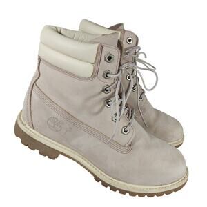 TIMBERLAND! PALEST DUSTY PINK GENUINE NUBUCK SUEDE LEATHER WORK BOOTS! SZ 8M